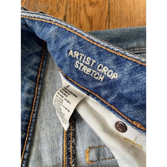 AMERICAN EAGLE OUTFITTERS ‘Artist Crop Stretch’ Low-Rise Jeans sz 2 - Picture 6 of 10